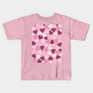 Pink Heart Pattern Kids T-Shirt